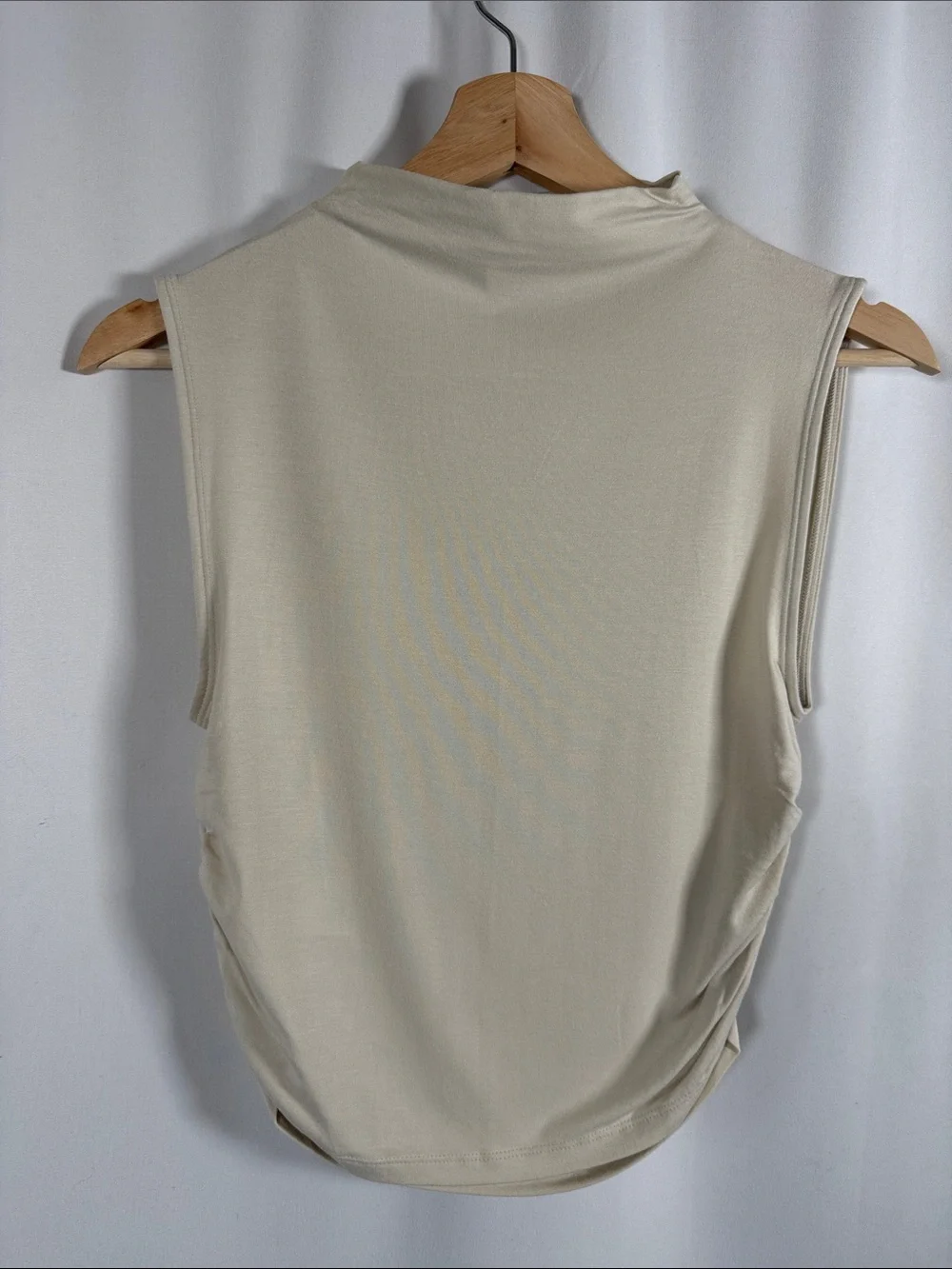 Old Navy Cream Mock Neck Sleeveless Tank with Side Ruching